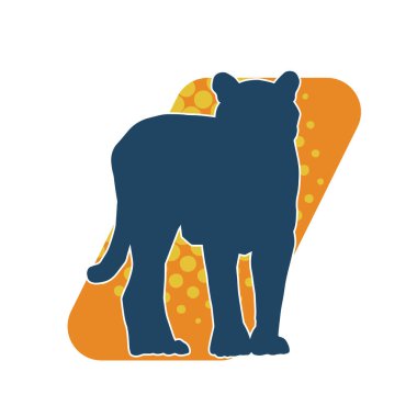 Vahşi bir ormanın silueti. Büyük kedi yürüyüşü. Beyaz arka planda izole bir poz..