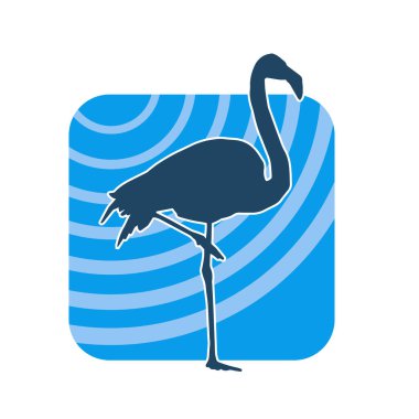 Flamingo kuşunun silueti zarif bir pozda..