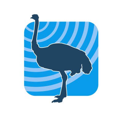 Uzun boynu ve uzun bacakları olan devekuşu bir hayvanın silueti..