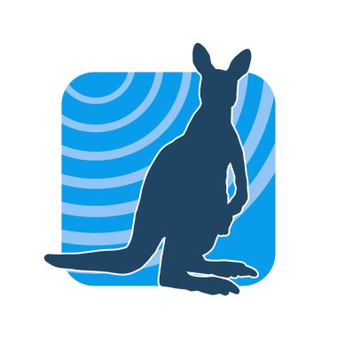 Beyaz arka planda izole edilmiş bir kanguru hayvanının silueti.