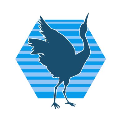 Beyaz arka planda izole edilmiş zarif pozdaki vinç kuşunun silueti.