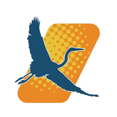 Beyaz arka planda izole edilmiş zarif pozdaki vinç kuşunun silueti.