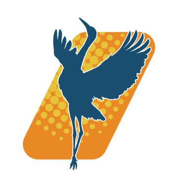 Beyaz arka planda izole edilmiş zarif pozdaki vinç kuşunun silueti.