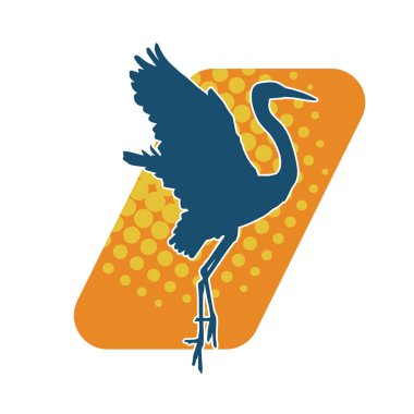 Beyaz arka planda izole edilmiş zarif pozdaki vinç kuşunun silueti.