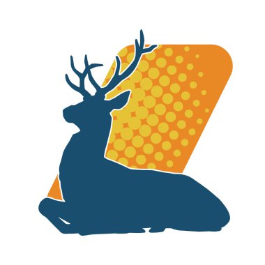 Silhouette of a wild deer forest animal with beautiful antlers.  clipart