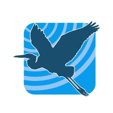 Beyaz arka planda izole edilmiş zarif pozdaki vinç kuşunun silueti.