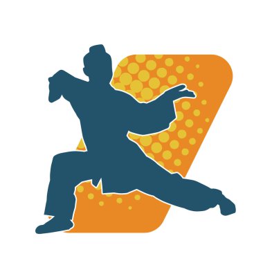 Hareketli bir kadın dövüş sanatının silueti.