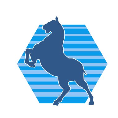 Arka ayaklarının üzerinde duran bir atın silueti. Ön bacakları kaldıran bir aygır silueti..