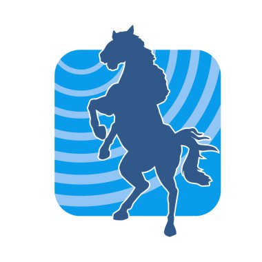 Arka ayaklarının üzerinde duran bir atın silueti. Ön bacakları kaldıran bir aygır silueti..