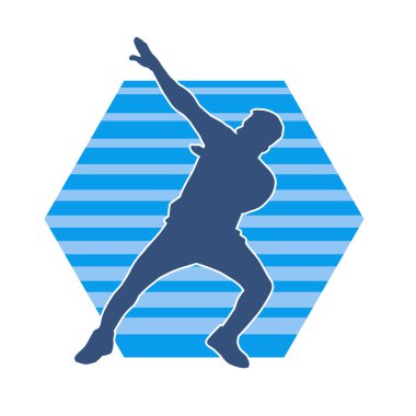 Poz veren bir erkek dansçının silueti. Dans eden bir adamın silueti.