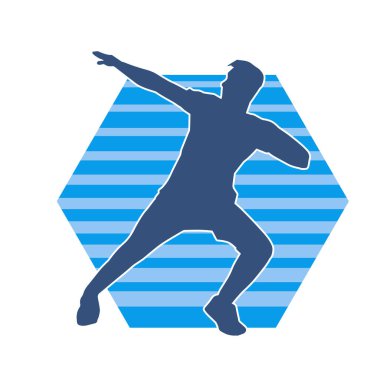 Poz veren bir erkek dansçının silueti. Dans eden bir adamın silueti.