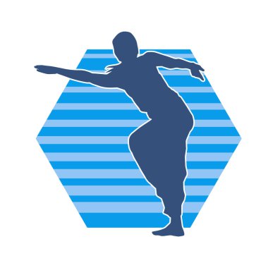 Hareketli bir kadın dansçının silueti. Dans eden zayıf bir kadının silueti..