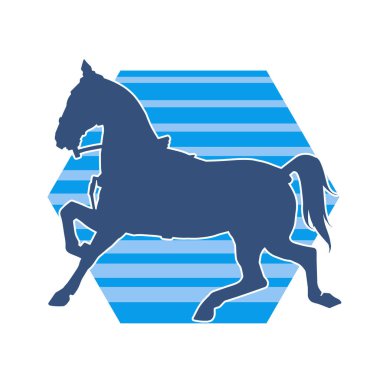 Koşan bir at silueti. At halatı ve eyeri olan bir atın silüeti.