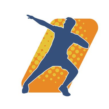 Poz veren bir erkek dansçının silueti. Dans eden bir adamın silueti.