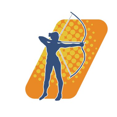 Dişi okçu bir dövüşçünün silueti ok ve yayla pozisyonunu alıyor..