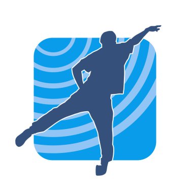 Poz veren bir erkek dansçının silueti. Dans eden bir adamın silueti.