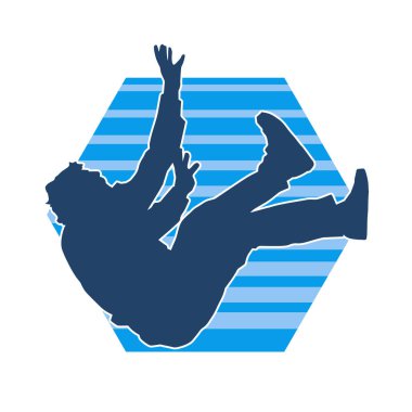 Düşen bir adamın silueti. Düşen bir erkeğin silueti.