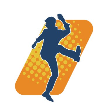 Hareket halindeki bir erkek dansçının silueti. Dans eden zayıf bir adamın silueti..