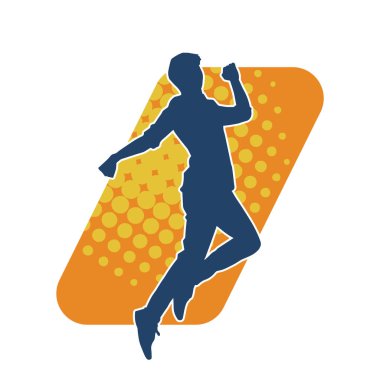 Hareket halindeki bir erkek dansçının silueti. Dans eden zayıf bir adamın silueti..