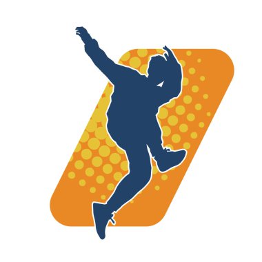 Hareket halindeki bir erkek dansçının silueti. Dans eden zayıf bir adamın silueti..