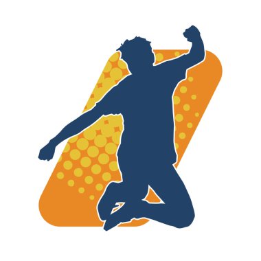 Hareket halindeki bir erkek dansçının silueti. Dans eden zayıf bir adamın silueti..