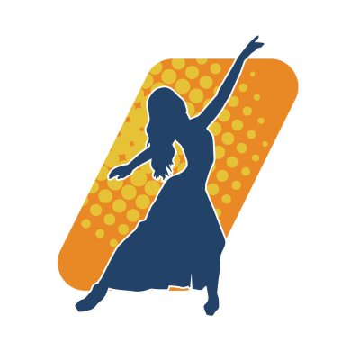 Poz vermiş bir balerin kadın silueti. Hareket halindeki bir balerin silueti..