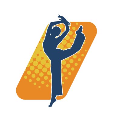 Poz vermiş bir balerin kadın silueti. Hareket halindeki bir balerin silueti..