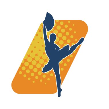 Poz vermiş bir balerin kadın silueti. Hareket halindeki bir balerin silueti..