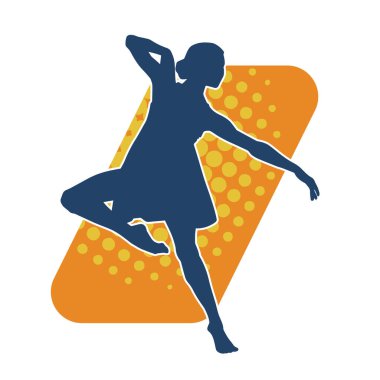 Poz vermiş bir balerin kadın silueti. Hareket halindeki bir balerin silueti..