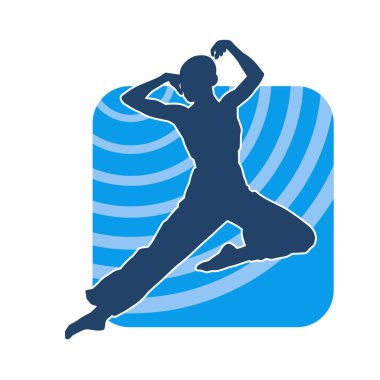 Poz vermiş bir balerin kadın silueti. Hareket halindeki bir balerin silueti..