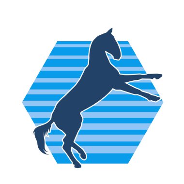 Arka ayaklarının üzerinde duran bir atın silueti. Ön bacakları kaldıran bir aygır silueti..