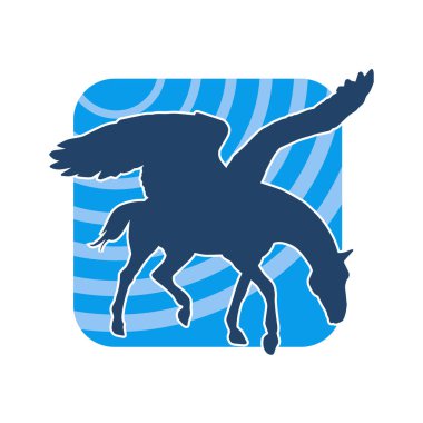 Kanatları olan efsanevi bir at hayvanının silueti. Pegasus 'un silueti Yunan efsanevi uçan at yaratığı.