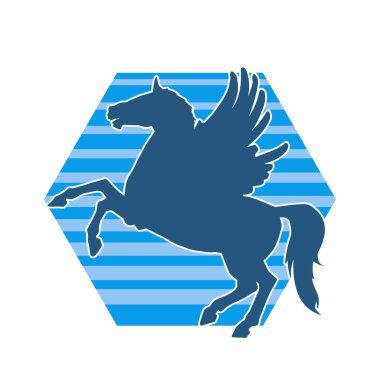 Kanatları olan efsanevi bir at hayvanının silueti. Pegasus 'un silueti Yunan efsanevi uçan at yaratığı.