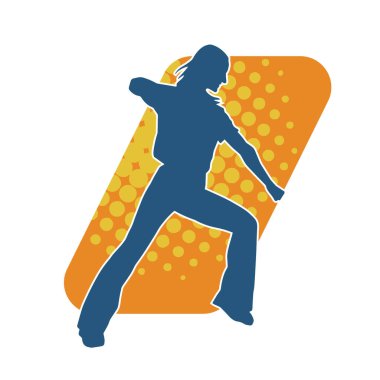 Dans eden sıradan bir kadın silueti. Dansçı bir kadının silueti..