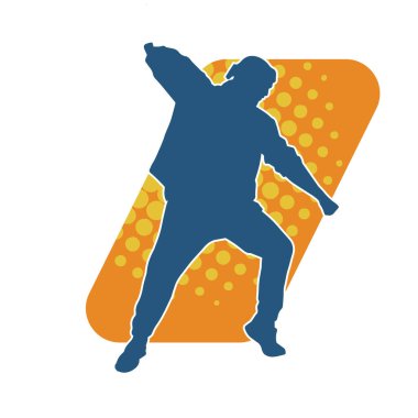 Poz veren bir erkek dansçının silueti. Dans eden bir adamın silueti.