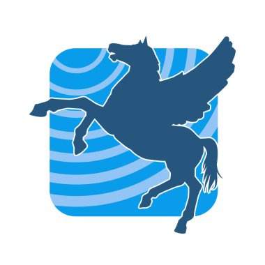 Kanatları olan efsanevi bir at hayvanının silueti. Pegasus 'un silueti Yunan efsanevi uçan at yaratığı.