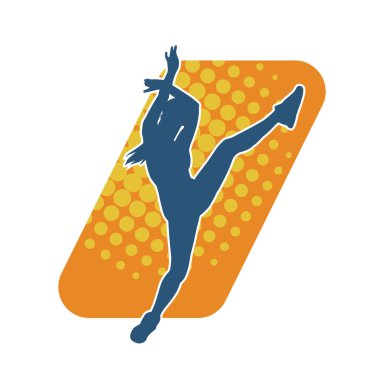 Zayıf kadın silueti egzersiz yapıyor. Spor yapan, spor yapan bir kadının silüeti.. 