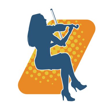 Silhouette of a woman musician playing violin string musical instrument. clipart