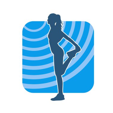 Zayıf kadın silueti egzersiz yapıyor. Spor yapan, spor yapan bir kadının silüeti.. 