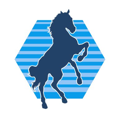 Arka ayaklarının üzerinde duran bir atın silueti. Ön bacakları kaldıran bir aygır silueti..