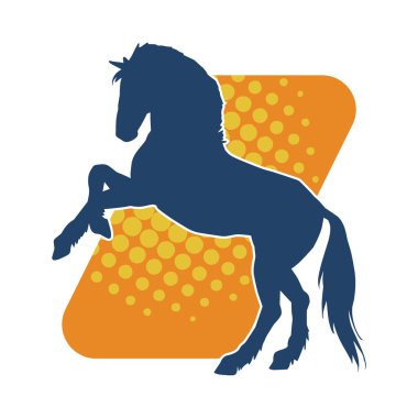 Arka ayaklarının üzerinde duran bir atın silueti. Ön bacakları kaldıran bir aygır silueti..