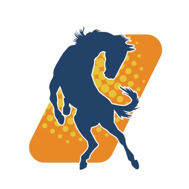 Arka ayaklarının üzerinde duran bir atın silueti. Ön bacakları kaldıran bir aygır silueti..