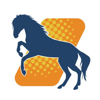 Arka ayaklarının üzerinde duran bir atın silueti. Ön bacakları kaldıran bir aygır silueti..