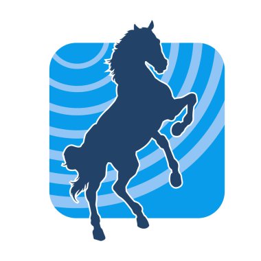 Arka ayaklarının üzerinde duran bir atın silueti. Ön bacakları kaldıran bir aygır silueti..