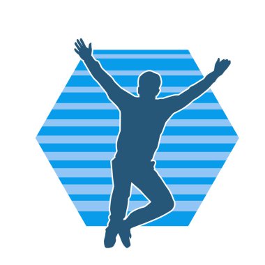 Hareket halindeki bir erkek dansçının silueti. Dans eden zayıf bir adamın silueti..