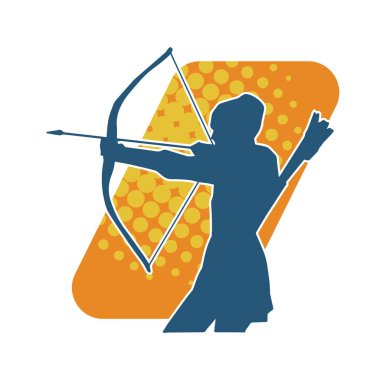 Dişi okçu bir dövüşçünün silueti ok ve yayla pozisyonunu alıyor..