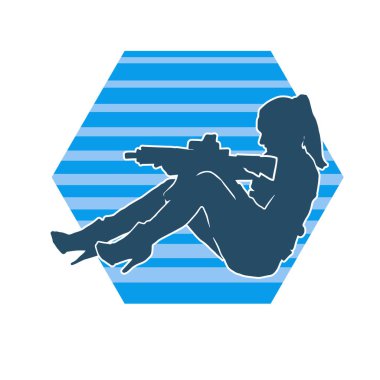 Makineli tüfek taşıyan bir kadın savaşçının silueti.