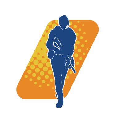 Kurşungeçirmez yelek giyen ve makineli tüfek taşıyan bir kadın özel kuvvet polisinin silueti..