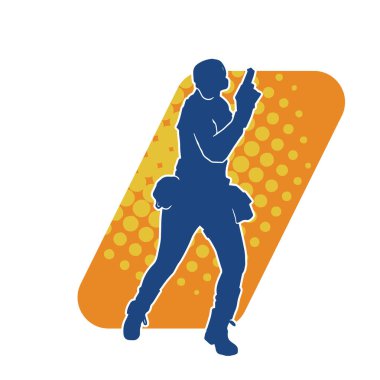 Kurşungeçirmez yelek giyen ve tabanca taşıyan bir kadın özel kuvvet polisinin silüeti..