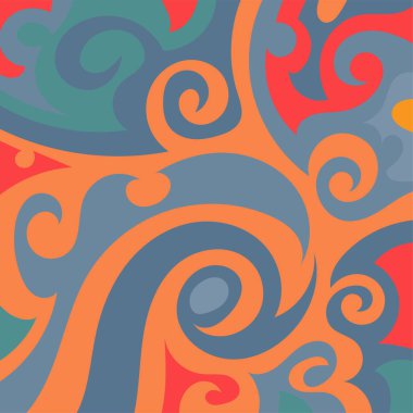 Kıvrımlı ve kıvrımlı soyut bir arkaplan. Kavisli şekilli süslemeleri olan soyut arkaplan.